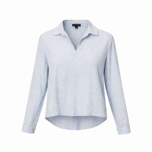 Saks Fifth Avenue High-Low Linen Shirt Light Blue - S